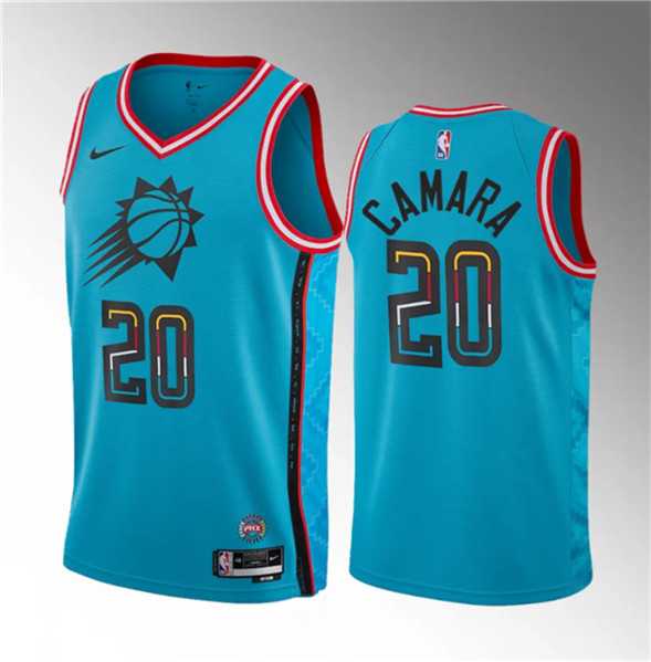 Men%27s Phoenix Suns #20 Toumani Camara Blue 2023 Draft City Edition Stitched Basketball Jersey Dzhi->sacramento kings->NBA Jersey